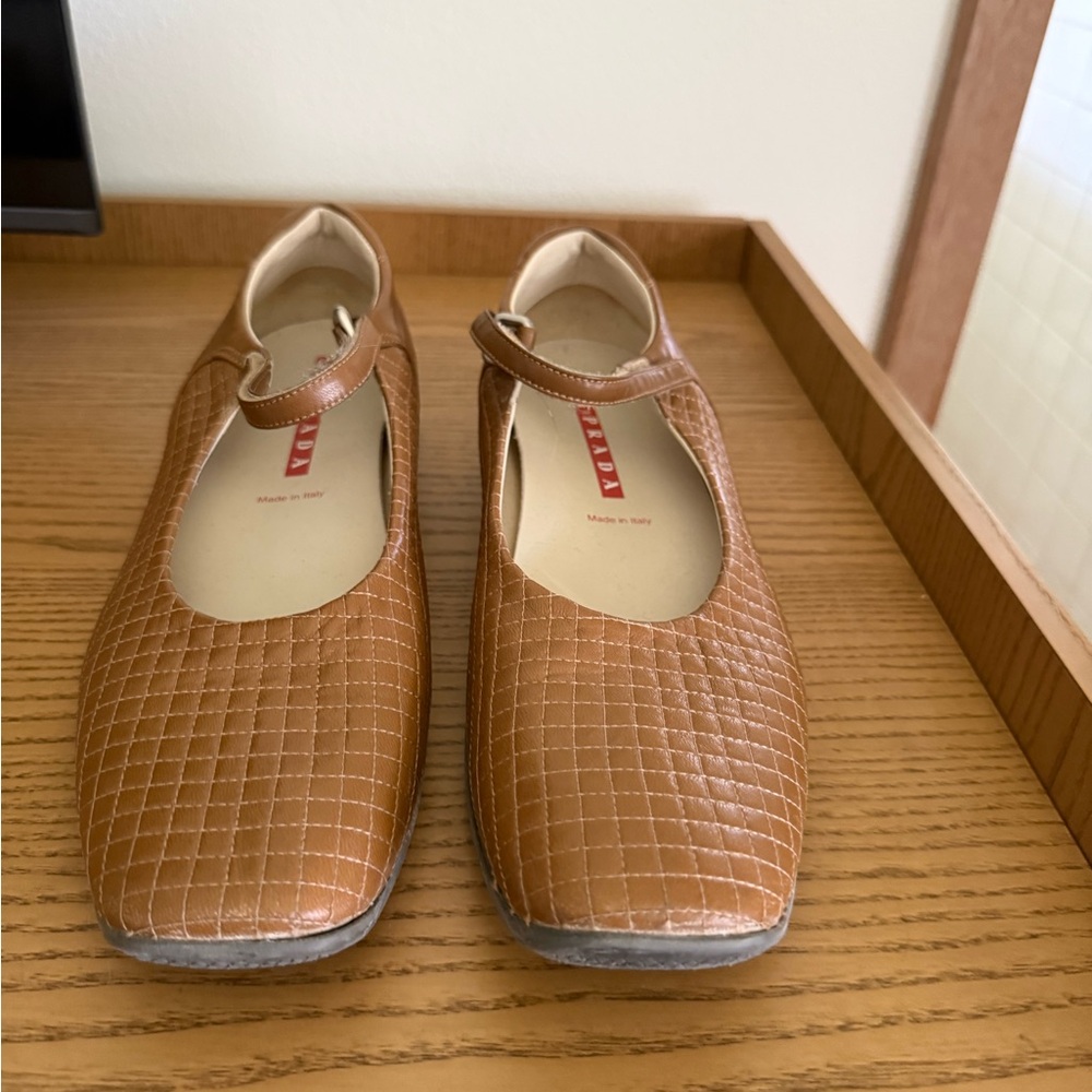 Vintage Prada Tan Quilted Flats